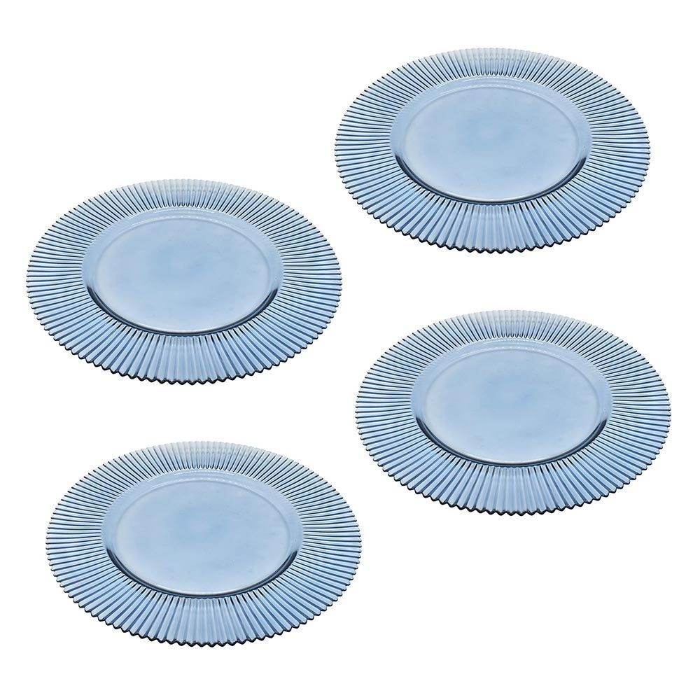 Blue Glass Charger Decorative Plate Elegant Dining & Wedding Table Plate Pack 4