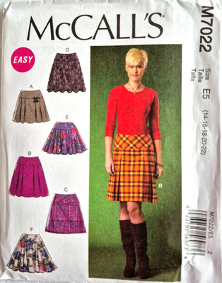 MCCALLS PATTERN 7022  SKIRTS   MISSES SIZES 14 16 18 20 22   UNCUT  FF