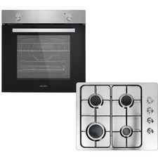 electriQ Stainless Steel Single Oven and Gas Hob Pack BUN/EQOVENM1SS/96510