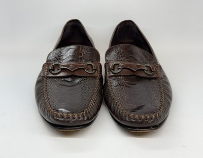 MEZLAN 1968 Genuine Ostrich Leg Horsebit Brown Loafers Mens Size 10M Slipon