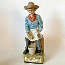 Vintage 1969 Lionstone The Camp Cook Whiskey Decanter Porcelain Cowboy Western