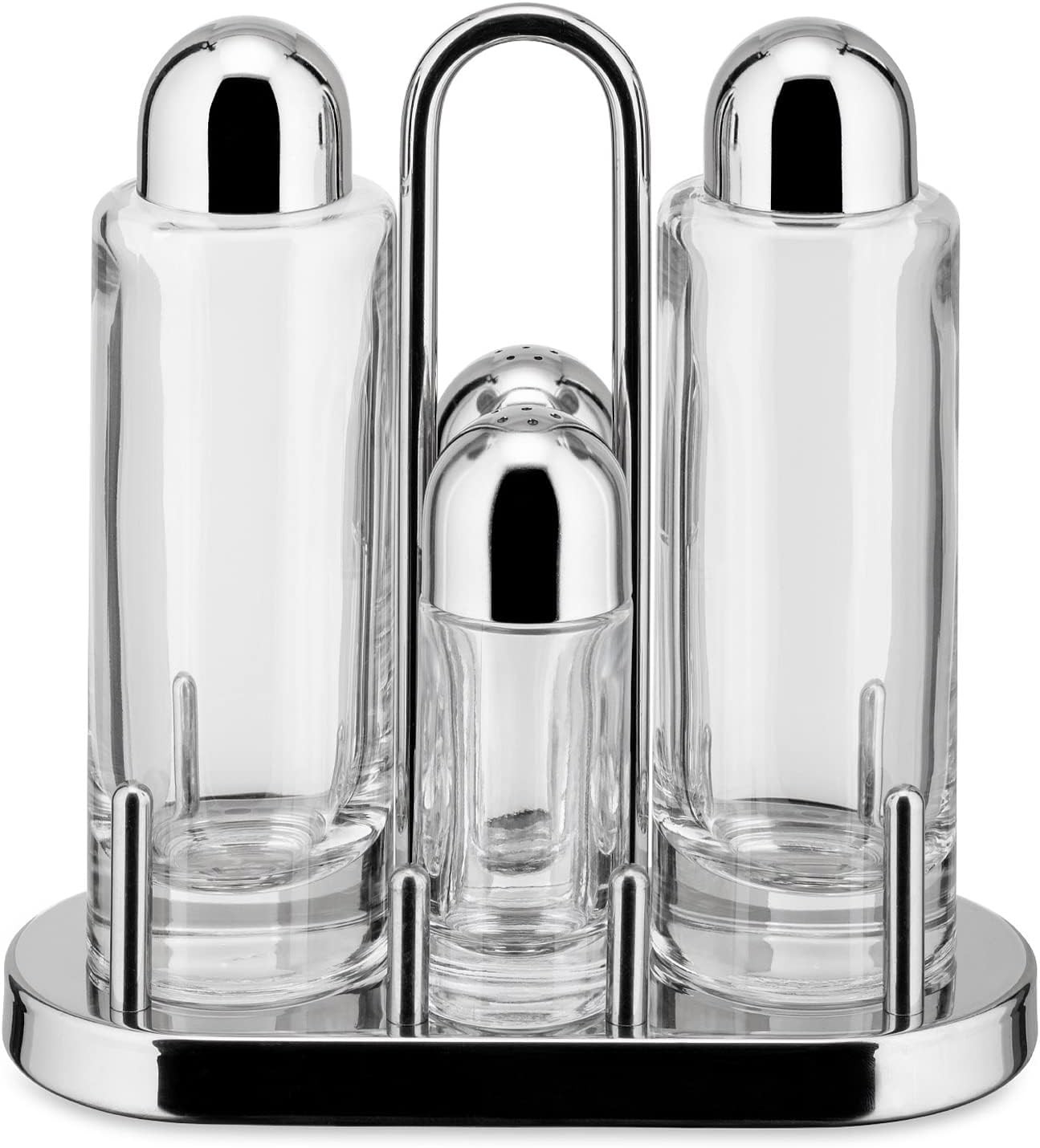 Alessi Menage: Öl, Essig, Salz und Pfeffer aus Edelstahl