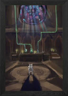 Hund im Gothic Alchemielabor Gerahmtes Wandbild Poster Leinwanddruck Bild