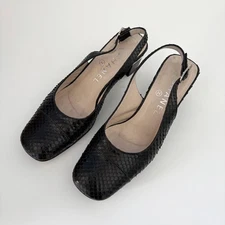 CHANEL Women's Pumps Slingback Coco Mark Leather Size:35/JP:22 130690K Authentic