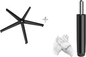 Reinforced Metal Desk Chair Base & Cylinder Replacement with Gloves
