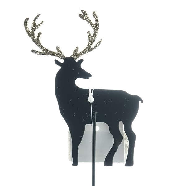 Weihnachtsdeko Hirsch-Stecker Schwarz Mit Goldfarbenem Geweih 10 Cm - Metall-image