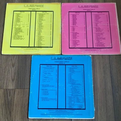 L A Air Force ~ Cheap Radio Thrills Vol. 1, 2 & 3 1977 USA Vinyl Job Lot