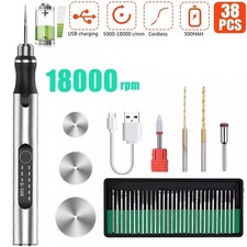 38PCS Cordless Electric Drill Grinder Engraving Pen Bit Rotary Tool Kit 3 Speeds