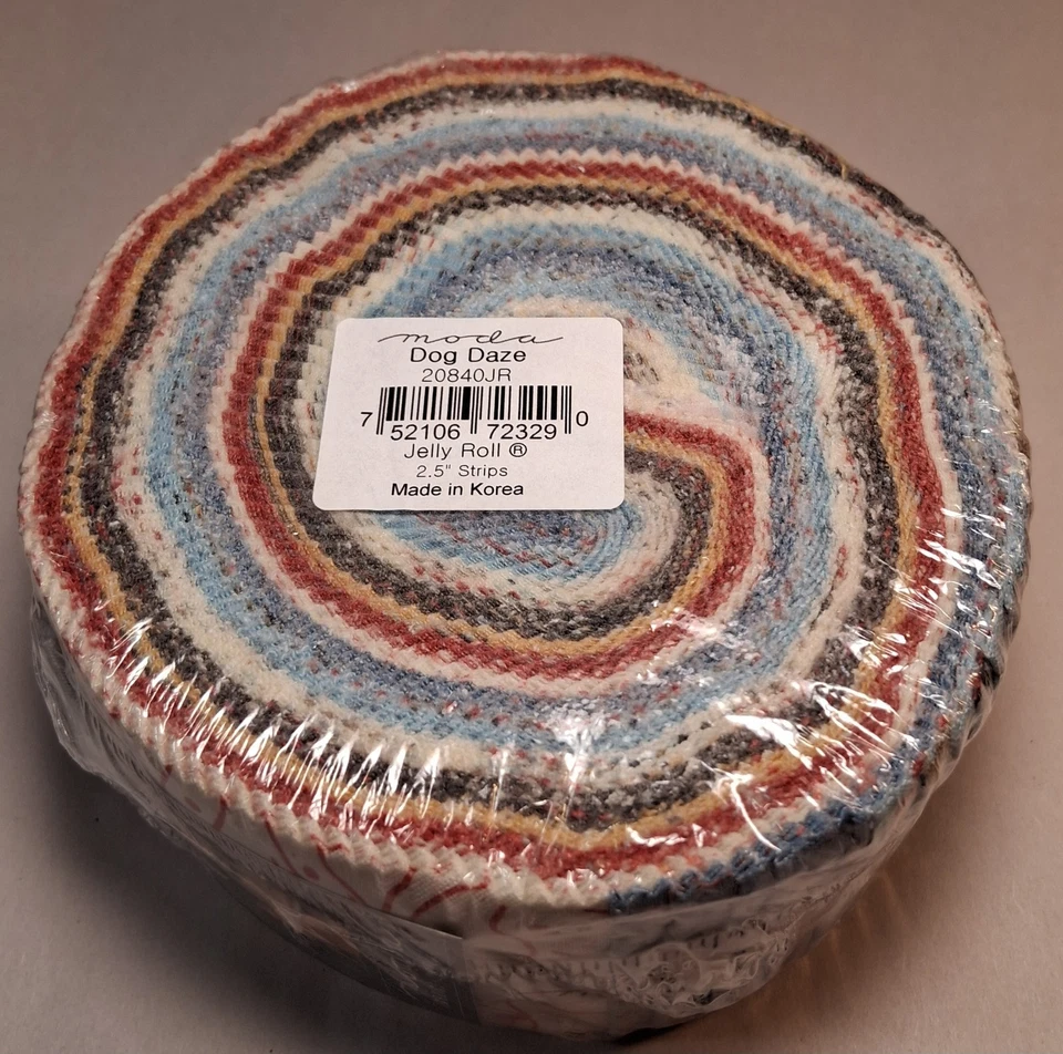 1 Lb 2.5" Moda Fabrics Dog Daze Jelly Roll 20840JR Moda Precuts - Image 2 of 4