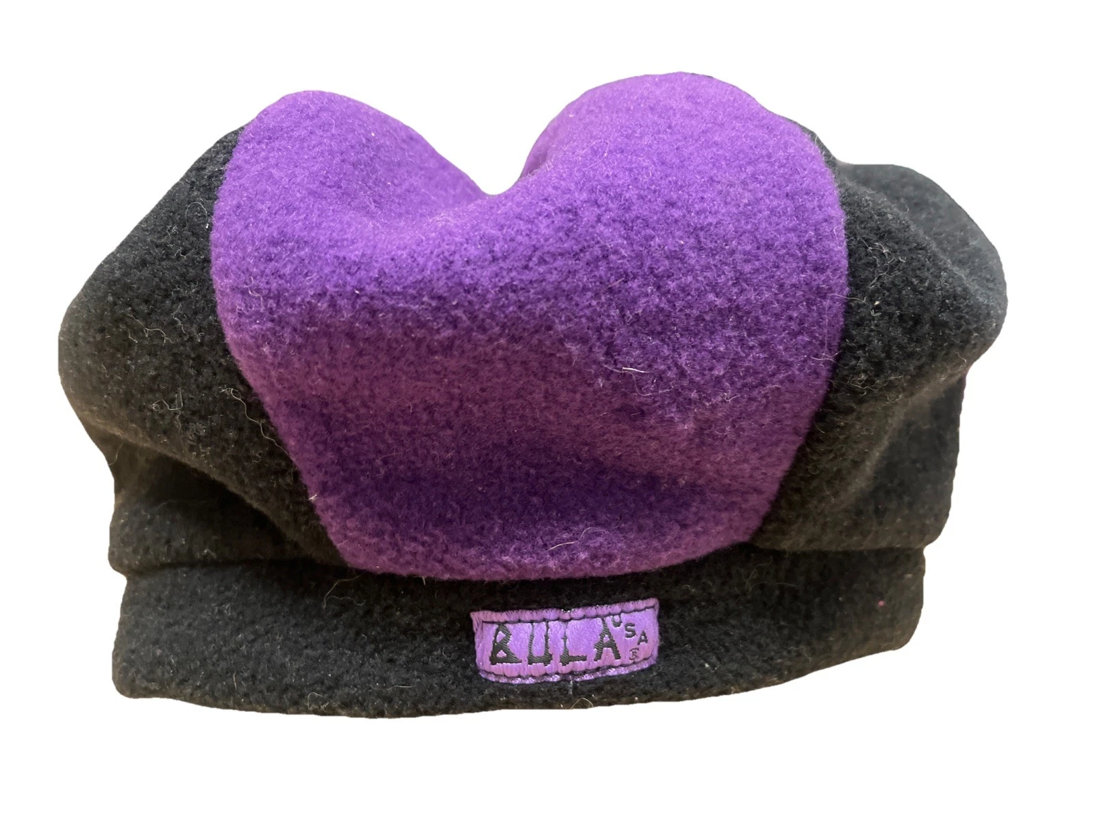 VTG Bula Jester's fleece hat purple black made in USA beanie cap