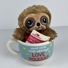 Sloth Plush with Mug Cute 6 in NEW WITH TAGS Valentine's Dan Dee International