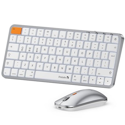 ProtoArc Hintergrundbeleuchtung kompakte Bluetooth Tastatur und Maus kompakt, weiß silber 
