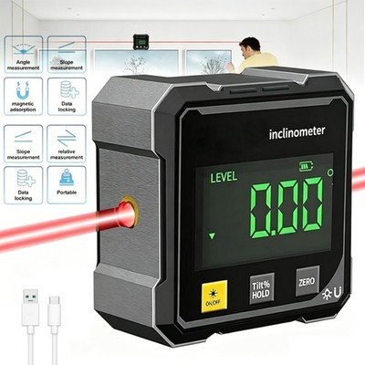Digital Winkelmesser Wasserwaage Magnetisch LCD-Display Neigungsmesser Mit Laser