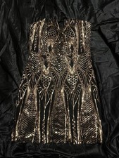 Women’s Bodycon Black and Gold Sparkle Mini Dress Sleeveless Size L