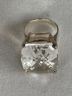Spectacular Statement Ring Sterling Silver Faceted Clear Stone Size 9, 22g — photo 2