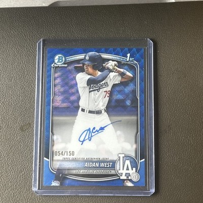2025 Bowman Draft Aidan West 1st Chrome Autograph Blue Wave /150