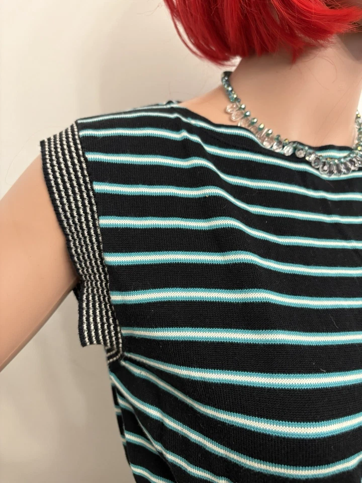 PRADA Suéter Vestidos Jersey Negro/Azul Rayas Talla:40 EE. UU.:4 Foto 3 de 4