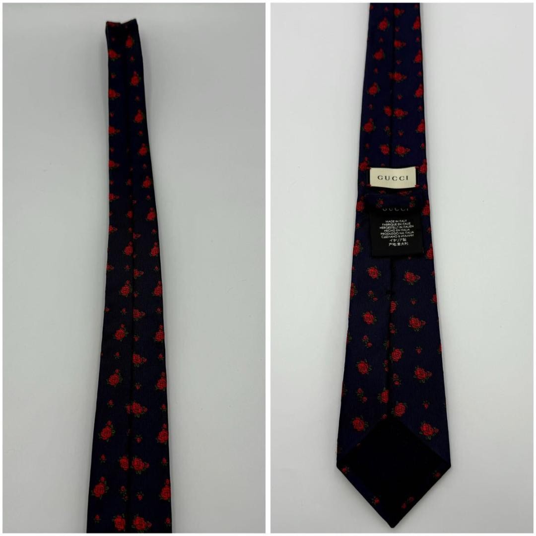 Gucci Tie Navy GG Pattern Interlocking Floral 3.0… - image 9