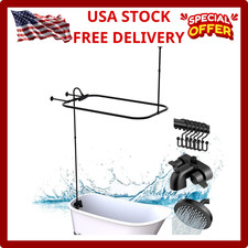 Clawfoot Tub Shower Kit,With Add on Bathcock Diverter Faucet and 48 Inch X 27 In