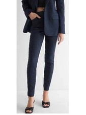 Express Crepe Stretch Mid-Rise Skinny Trouser Pant Minimalist Career Navy 4