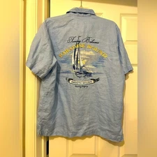 Tommy Bahama Blue Paradise Bound Smooth Sailing Linen Camp Shirt Size S