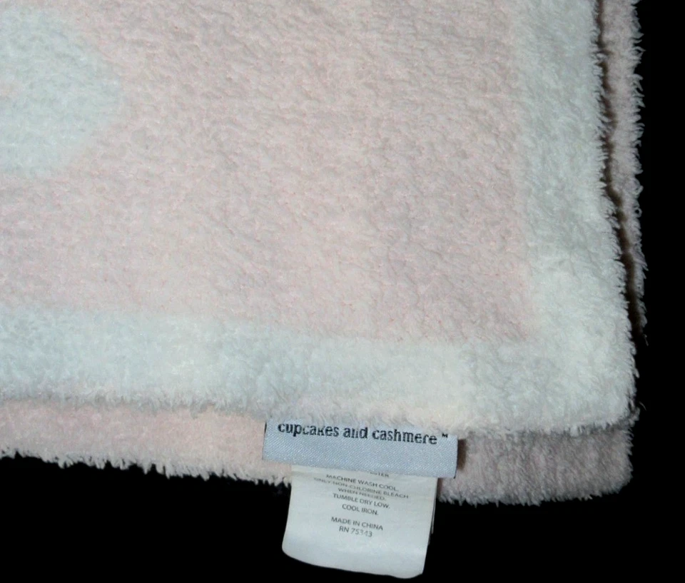 Manta Bebé Cupcakes y Cachemira Rosa Blanco Corazones Chenilla Reversible 30x42 Foto 4 de 4