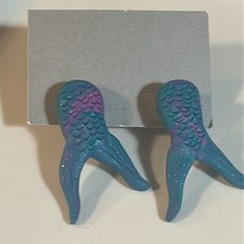 New in Box Mermaid Tail Post Pierced Earrings