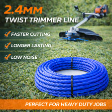 Strimmer Trimmer Line Heavy Duty Garden Grass Wire 2.4mm Twist Cord 15 Meters 0.27 per metre