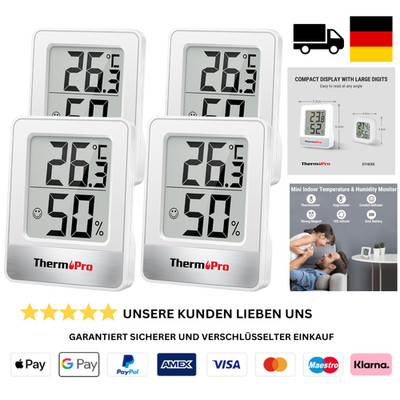ThermoPro TP49W-4 Digitales Raumthermometer Temperatur Luftfeuchtigkeit
