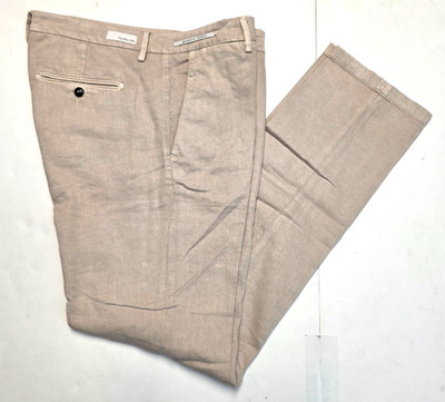 New $299 TELERIA ZED Boston A Casual Pants Men's 34x33 Beige LINEN Cotton Blend