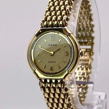 RADO Breath Watch Quartz 34mm Gold Dial Mesh Bracelet Used