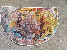 BNWT Vibrant Disco Ball Semi-Circle Door Mat Multi-Colour 70s Retro All-Season