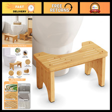 Bamboo Squatting Toilet Stool - 7 Inch Non-Slip Wooden Potty Step for Adults  K