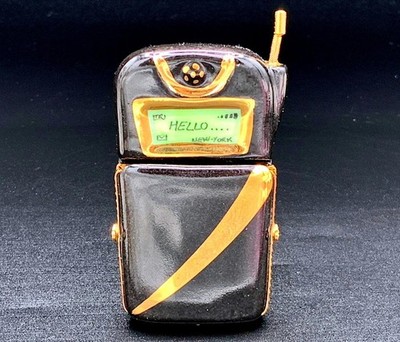Authentic Rochard Limoges Flip Phone Trinket Box Peint Main Hinged Porcelain