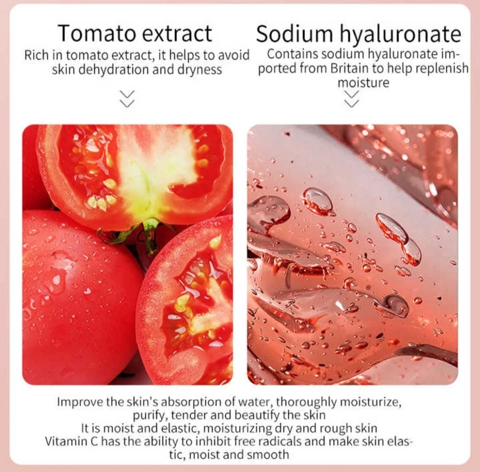 5pc Korea Images Fresh Tomato Moisturizing Facial Mask Sheet Hyaluronic Acid 25g - Image 2 of 4