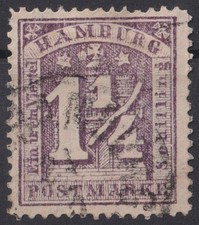 =Hamburg Mi.Nr.12 aII PF III gestempelt gepr&uuml;ft Flemming - seltenes Topst&uuml;ck!=