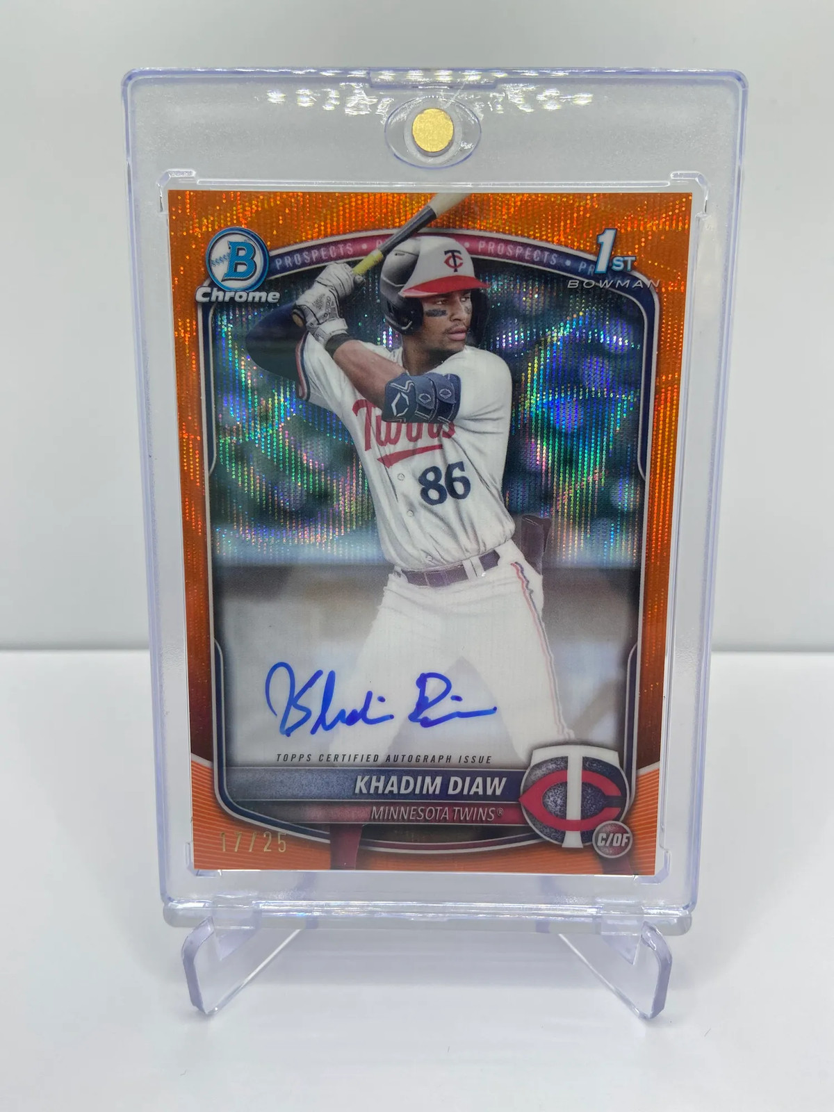 2025 BOWMAN KHADIM DIAW ORANGE WAVE 17/25 1ST CHROME PROSPECT AUTO RC