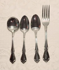 Vtg Oneida Chatelaine Lot Of 4 Stainless Flatware Soup Spoon 2 Teaspoons Fork