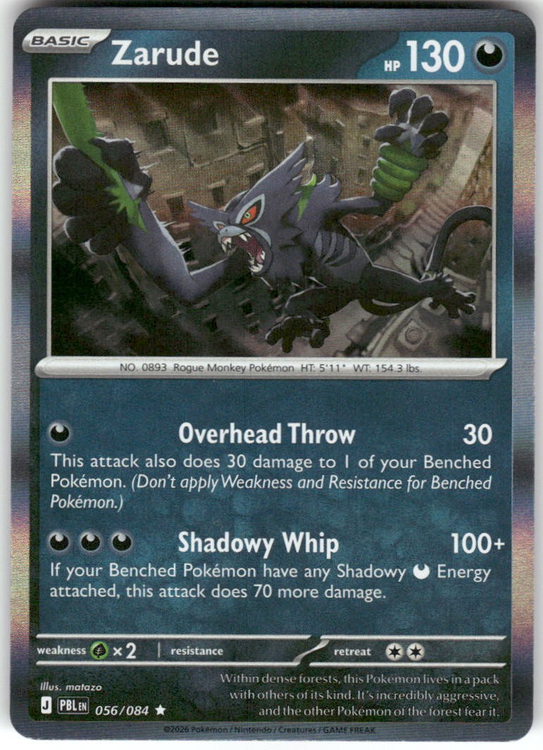 Zarude 056/084 Rare Pitch Black Pokemon Holo Near Mint