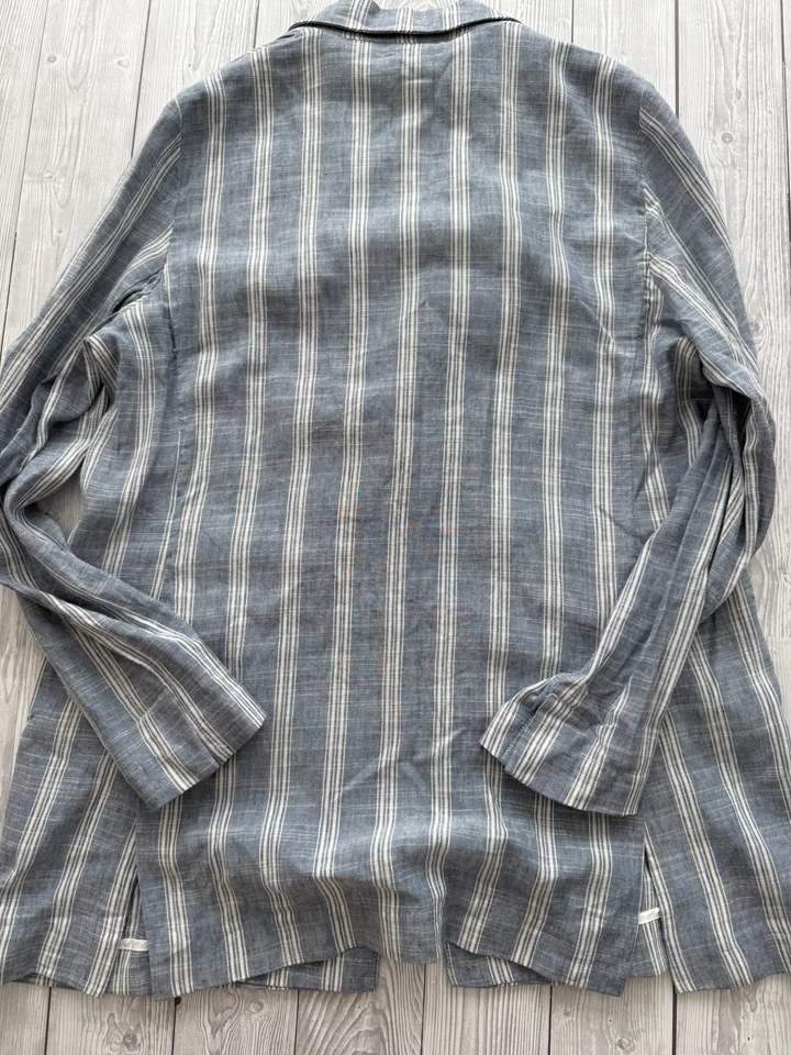 MNG Linen Blend Striped Womens Blazer Size Size L New With Tags - Image 4 of 4