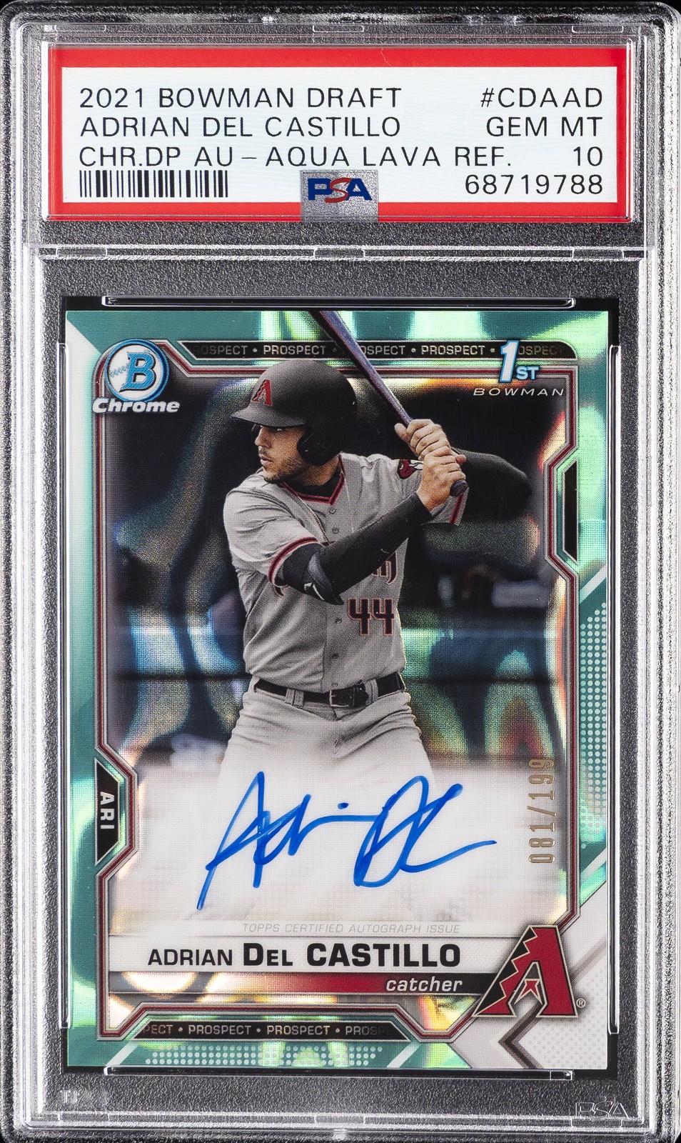2021 BOWMAN DRAFT CHROME DP AUTOS #CDAAD ADRIAN DEL CASTILLO 81/199 PSA 10 AUTO