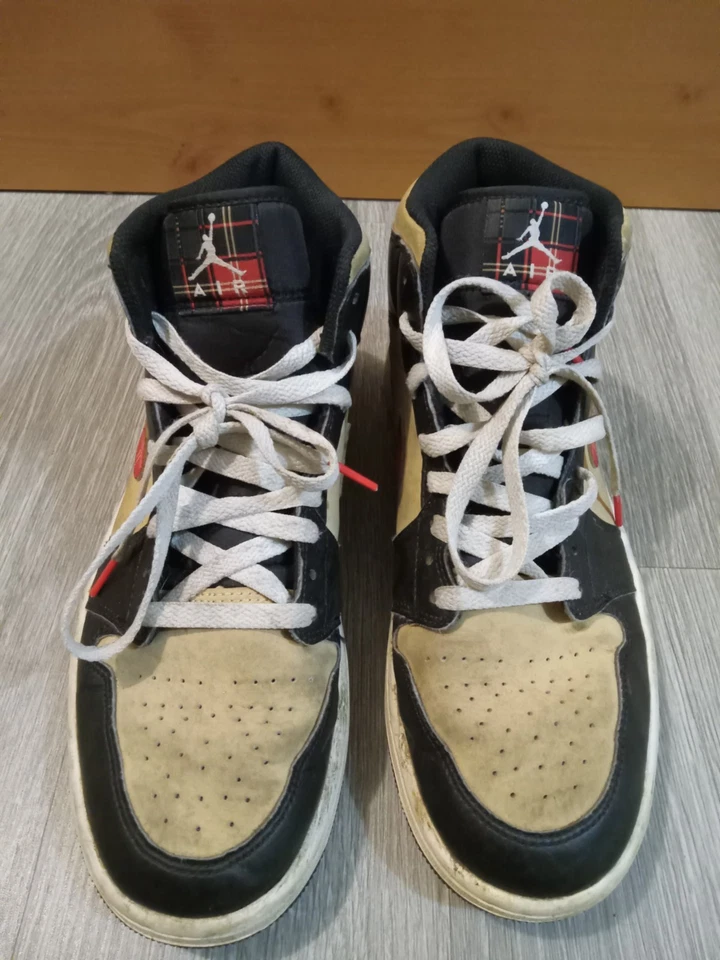 Nike Air Jordan 1 Mid Tartan Swoosh Cuadros Negro Tostado Cuadros Para hombres 9.5 DZ5329-001 Foto 4 de 4