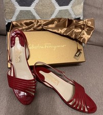 Vintage Ferragamo Creations LE 157/500 Red Patent Slingback Sandals 9.5