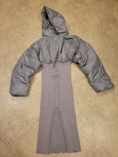 Fashion Nova "Kim Puffer" Gray Hoodie Front Zip Midi Dress Women Size 1X