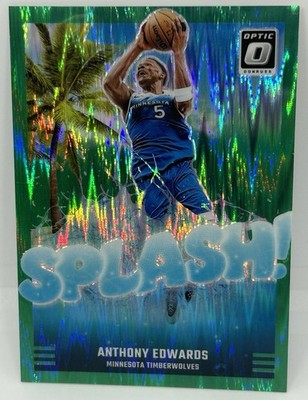 2024-25 Panini Donruss Optic - Splash! Anthony Edwards #7 Green Shock Prizm /149