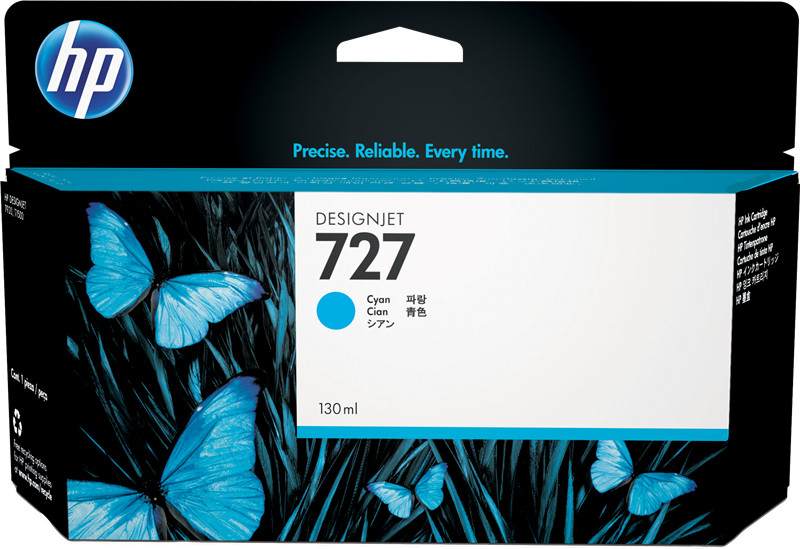 Encre HP 727 cyan traceur B3P19A impression grand format haute définition