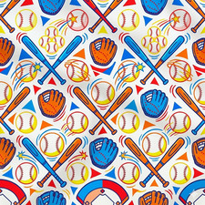 Pure Cotton Baseball Pattern Digital Printed Cut By 1 Yard