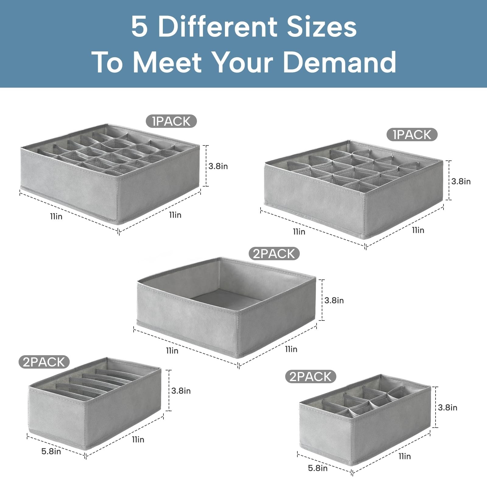 Criusia Drawer Organizer Clothes, 8 Pack Dresser Organizer for Underwear, Soc...