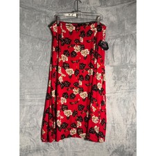Sag Harbor Woman Red Floral Button Front Midi Skirt Plus Size 1X New vintage