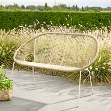 Hosti Beige 2 Seater Garden Bench Outdoor Patio Stackable Weather Resistant Seat